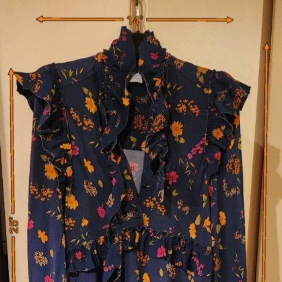 Vetements jersey runway dress in size small. Navy with multi color floral print - Picture 7 of 14